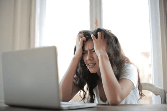 Pexels.com royalty-free image #3807738, uploaded by user Andrea Piacquadio, retrieved from https://www.pexels.com/photo/woman-in-white-shirt-showing-frustration-3807738/ on March 10th, 2021. License details available at https://www.pexels.com/photo-license/ - image is licensed under the Pexels License